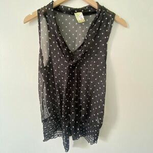 Alex & Jane Black and White Polka Dot Sleeveless Blouse